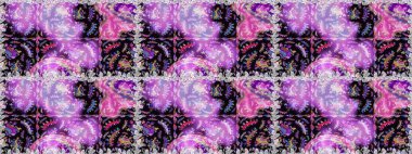 Raster deseni. Tarafsız renklerde bahar çiçekleri. Patlayan çiçekler soyut olarak yerleştirilmiş. Raster illüstrasyonu.