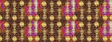 Renkler. Kahverengi, sarı ve bej kar taneleri. Noel ve yeni yıl moda baskıları için tatil tasarımı. Raster illüstrasyonu. Kar tanelerinin soyut arkaplanlı Noel deseni.