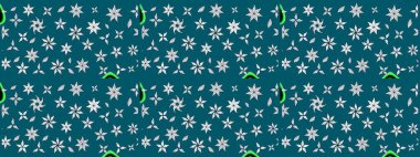 Çiçek ve yapraklı çiçek deseni. Küçük çiçekli şirin bir desen. Raster illüstrasyonu.