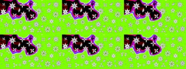 Raster illüstrasyonu. Küçük çiçekli yay deseni çiz. Suluboya tarzında yeşil renkler üzerine.