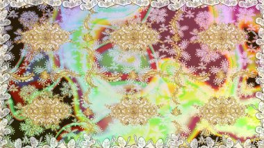 Raster oryantal süs. Kusursuz altın desen. Tarafsız renklerde altın elementlerle kusursuz desen.