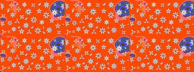 Varicoloorange Raster çizimi. Küçük çiçekteki sevimli çiçek deseni. Birçok turuncu soyut çiçekli tropikal çizim deseni.