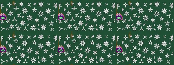 Kumaş desenli papatya çiçeği detayı. Yeşil renkte çiçekler.