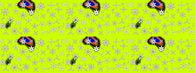 Küçük çiçekteki sevimli çiçek deseni. Yeşil renkte çiçekler.