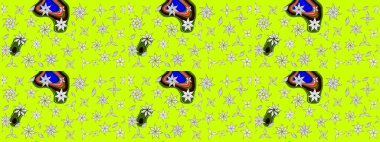 Yeşil renkli çiçekler. Çiçekli çizim şekli. Renkli Bahar Teması eskiz kalıbı. Düz Çiçek Elementleri Tasarımı.