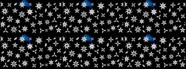 Kabile sanatı boho baskısı, klasik çiçek arkaplanı. Soyut etnik raster çizim kalıbı. Arkaplan dokusu, duvar kağıdı, siyah renkli çiçek teması.