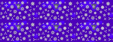 1950-1960 motifleri. El çizimi çiçek unsurları olan soyut çizim raster deseni. Çiçekli ipek eşarp. Retro tekstil tasarım koleksiyonu. Violet menekşe üzerinde.