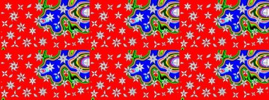 Raster - stok. Kırmızı çiçekli eskiz deseni, suluboya çiçek deseni, sevimli çiçek, duvar kağıdı, kart veya kumaş için fayanslı.