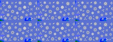 -Mavi çiçekler. Çiçek kompozisyonu. Çiçek kolajı. Doğa. Raster deseni. Küçük çiçekte güzel bir desen var. Çiçek arka planı.