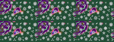 Çiçekli çizim şekli. Yeşil renkli çiçekler. Renkli Bahar Teması eskiz kalıbı. Düz Çiçek Elementleri Tasarımı.