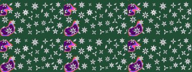 Klasik çiçek tasarımı elementleri. Yeşil kıvırcık çiçekler yeşil renkte şekillenir. Raster illüstrasyonu.