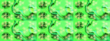 Raster illüstrasyon kar taneleri. Kışın sembolü. Güzel dekorasyon. Yeşil, sarı ve nötr renklerde suluboya kar taneleri.