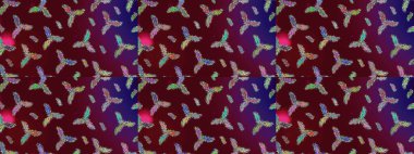 Kahverengi, mor ve mavi renkler. Raster illüstrasyonu. Noel ve yeni yıl moda baskıları için tatil tasarımı. Kar tanelerinin soyut arkaplanlı Noel deseni.