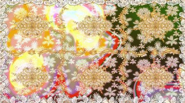 Altın elementlerle bej renklerde altın desen. Kusursuz altın desen. Raster doğulu süsü.