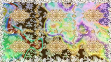 Kusursuz raster arka plan. Çiçek deseni. Tarafsız renklerde altın elementler. Duvar kâğıdı barok, İspanyol kumaşı. Şekil grafik deseni.