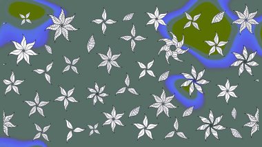 Raster illustration. Floral pattern. Flourish ornamental spring garden texture. Flower sketch background.