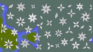 Tarafsız renklere karalamalar çizilmiş çiçek deseni. Raster illüstrasyonu.