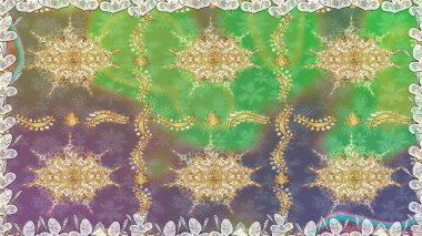 Kusursuz çiçek deseni. Yeşil renklerde grafiksel, modern, pürüzsüz desen. Kusursuz raster arka plan. Duvar kâğıdı barok, İspanyol kumaşı.