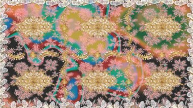 Klasik klasik klasik arka plan. Geleneksel oryantasyon süsü. Kusursuz klasik bej ve altın desenli..