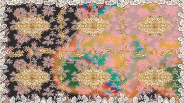 Tarafsız renklerde, altın elementlerle kusursuz desen. Kusursuz altın desen. Raster doğulu süsü.