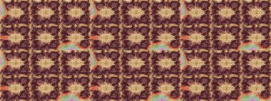 Raster illüstrasyonu. Süslü dekorasyon. Damask altın soyut çiçek deseni kahverengi renkler üzerine çizim.