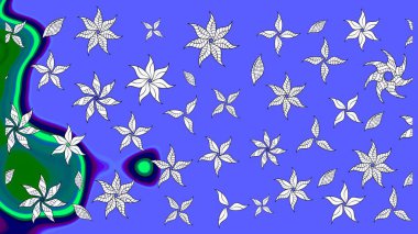 Manzaralı çiçek deseni. Sevgililer günü ve tebrik kartı konsepti için şık bir davetiye. Çiçek kompozisyonu, el boyası, hassas şablon. Üst görünüm, yumuşak mavi renk biçimi.
