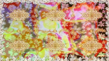 Paisleys zarif çiçek desenli arkaplan duvar kâğıdı çizimi klasik stil, modern 3D çizgili sanat eseri altın ve nötr desenli çiçek yaprakları ve süslemeleri..