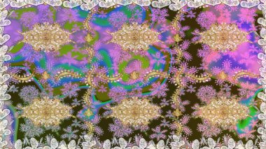 Raster geometrik arka plan. Altın rengi, kusursuz çizim. Tarafsız renklerde altın çiçekli altın desenler. Senin tasarımın için, duvar kağıdı..