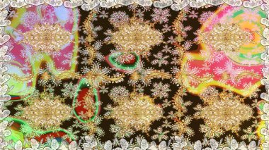 Kahverengi ve altın desenli. Klasik raster şablonu. Tekrarlayan ögelerle kusursuz soyut arkaplan.