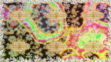 Çiçek süsü kumaş deseni, cam, çiçek desenli altın elementli, nötr renklerde metal. Klasik raster altın pürüzsüz desen.