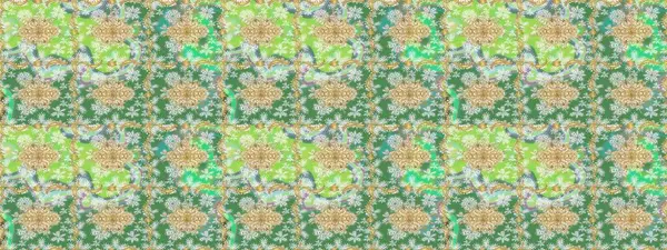 Klasik klasik klasik arka plan. Yeşil renkler ve altın elementler üzerine çizim. Geleneksel oryantasyon süsü. Klasik Raster altın desenini çiz.