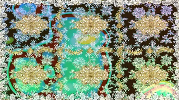 Altın elementlerle nötr renklerde altın desen. Raster geleneksel oryantasyon süsü. Kusursuz klasik altın desen.