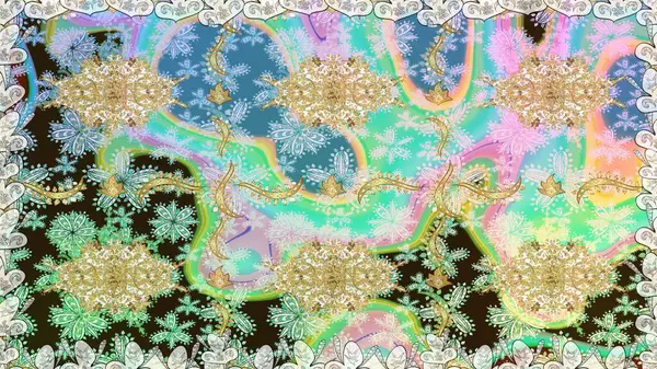 Doku arka planında altın duvar kâğıdı. Tarafsız renklerde altın element. Damask kusursuz yinelenen arkaplan. Barok tarzında altın çiçekli süs..