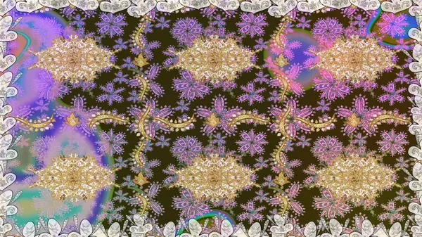 Raster altın pürüzsüz desen. Arkaplan, kumaş, altın duvar kağıdı. Gri renkli ve altın elementli altın desenli. Düz elle çizilmiş vintage koleksiyonu.