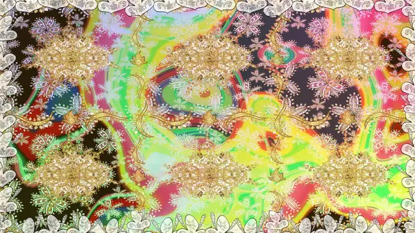 Paisleys zarif çiçek desenli arkaplan duvar kâğıdı çizimi klasik stil, modern 3D çizgili sanat eseri altın ve nötr desenli çiçek yaprakları ve süslemeleri..