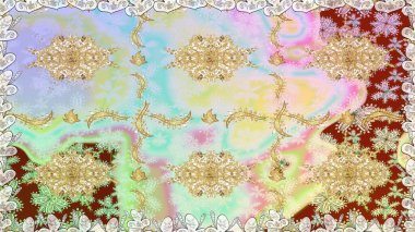 Çiçek süsü kumaş deseni, cam, çiçek desenli altın elementli, nötr renklerde metal. Klasik raster altın pürüzsüz desen.