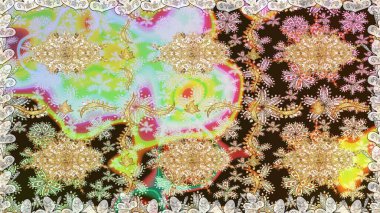 Klasik klasik klasik arka plan. Kusursuz klasik raster altın desenli. Tarafsız renklerde, altın elementlerle kusursuz desen. Geleneksel oryantasyon süsü.