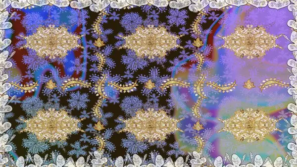 Raster altın pürüzsüz desen. Kahverengi renklerde pürüzsüz desen. Doğu tarzı arabesk tarzında altın elementler. Kusursuz altın desenli bukleler..