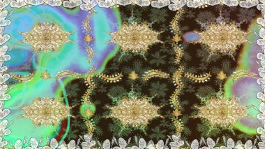 Kahverengi renklerde altın tekrarlayan elementlerle soyut arkaplan. Kusursuz oryantal klasik altın desen.