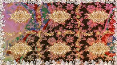 2019 Noel 'i, kar tanesi, yeni yıl. Kahverengi renklerde ve altın elementlerle klasik, pürüzsüz desen.