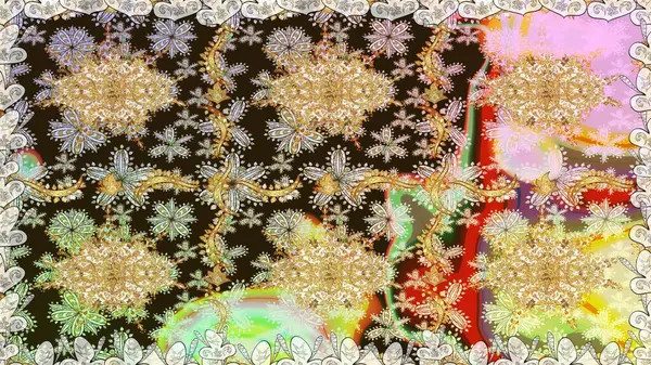 Raster geleneksel, kahverengi renklerde, altın, pürüzsüz desen. Barok tarzında kusursuz bir doğulu süsü..