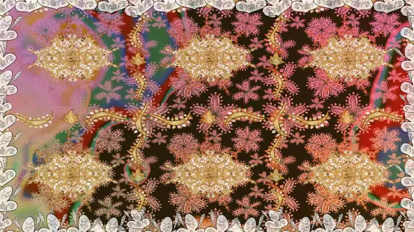 2019 Noel 'i, kar tanesi, yeni yıl. Kahverengi renklerde ve altın elementlerle klasik, pürüzsüz desen.