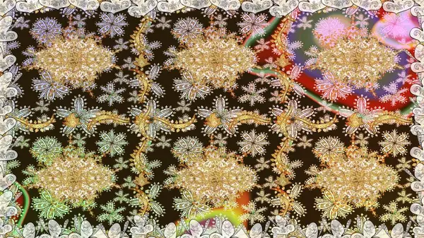 Kahverengi renklerde altın desenler ve altın elementler. Kusursuz altın desen. Raster doğulu süsü.