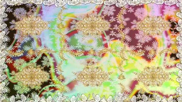 Raster oryantal süs. Kusursuz altın desen. Tarafsız renklerde altın elementlerle kusursuz desen.