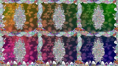 Yeşil renklerde. Yeşil renkli yeşil papatya deseni. Raster illüstrasyonu.