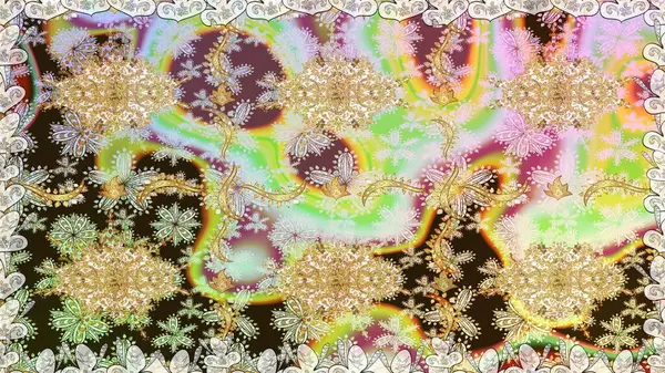 Tekrarlayan elementlerle kusursuz soyut arkaplan. Klasik raster şablonu. Tarafsız ve altın desenli.