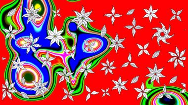 Sevimli çiçek raster deseni. Düz Çiçek Elementleri Tasarımı. Renkli Yaz Temalı eskiz kalıbı. Modaya uygun kumaş deseni.