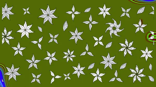 Çiçeksel elementlerle süslenmiş zarif raster dokusu. Parlak çiçekli yeşil renkler üzerine soyut çizim deseni. Küçük çiçekte şirin bir çiçek deseni var..