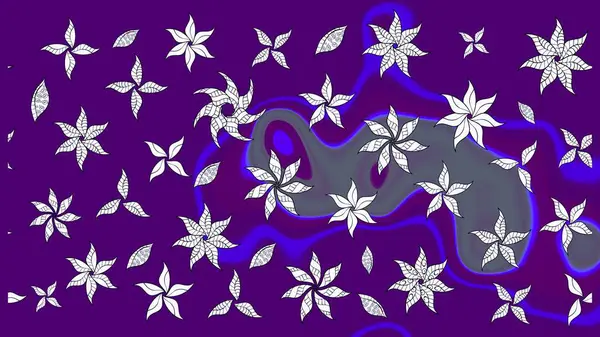 Mor renkli şirin çiçekler. Moda baskısı, albüm, ambalaj kağıdı ve duvar kağıdı için zarif dekoratif süslemeler. Raster illüstrasyonu. Küçük çiçekli basit bir çiçek çizimi..