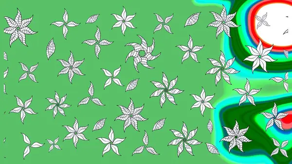 Raster illüstrasyonundaki çiçek desenli çizim. Güzel kumaş deseni. Düz Çiçek Elementleri Tasarımı. Renkli Bahar Teması çizim şablonu.